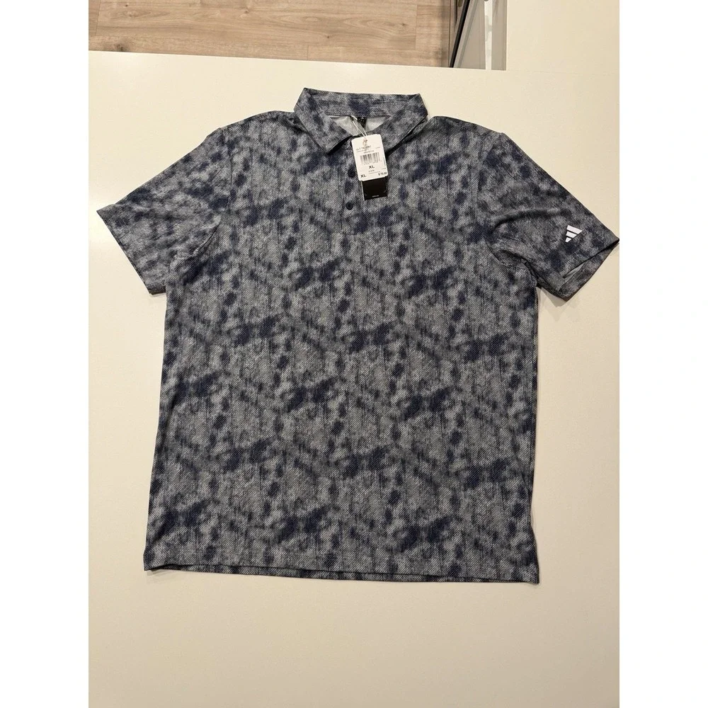 Adidas Ultimate365 Textured Print Polo Navy White JL5289 Mens XL NEW